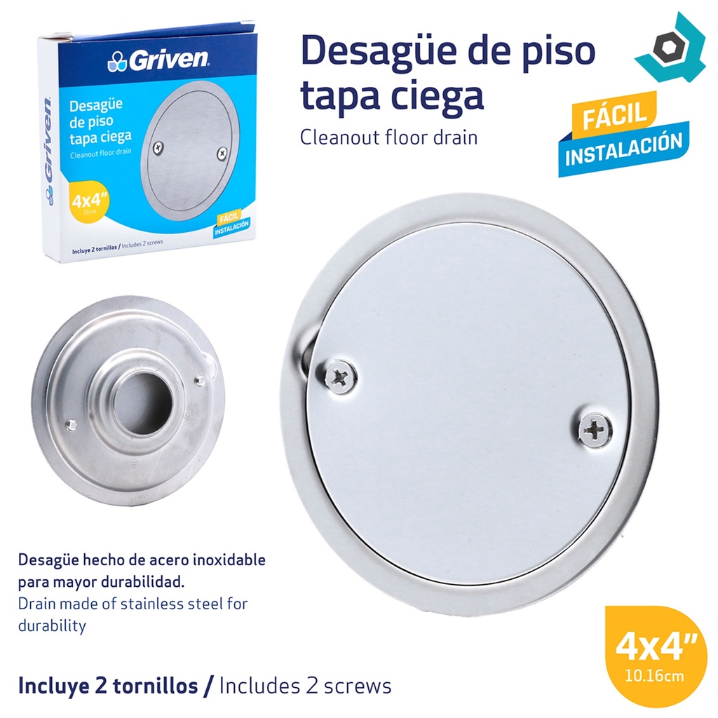 DESAGUE DE PISO 4" TAPA CIEGA GRIVEN