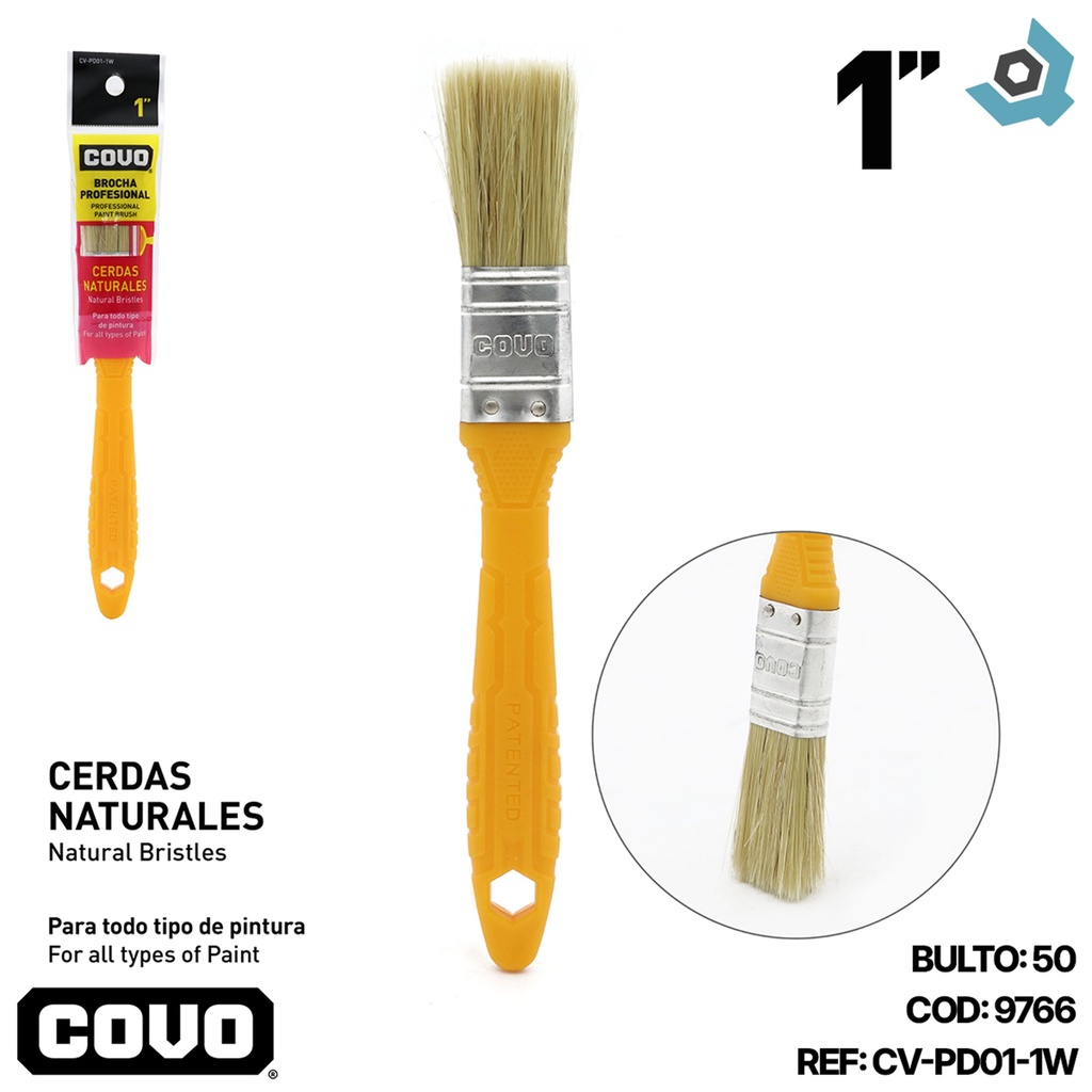 BROCHA 1" CERDAS BLANCAS COVO