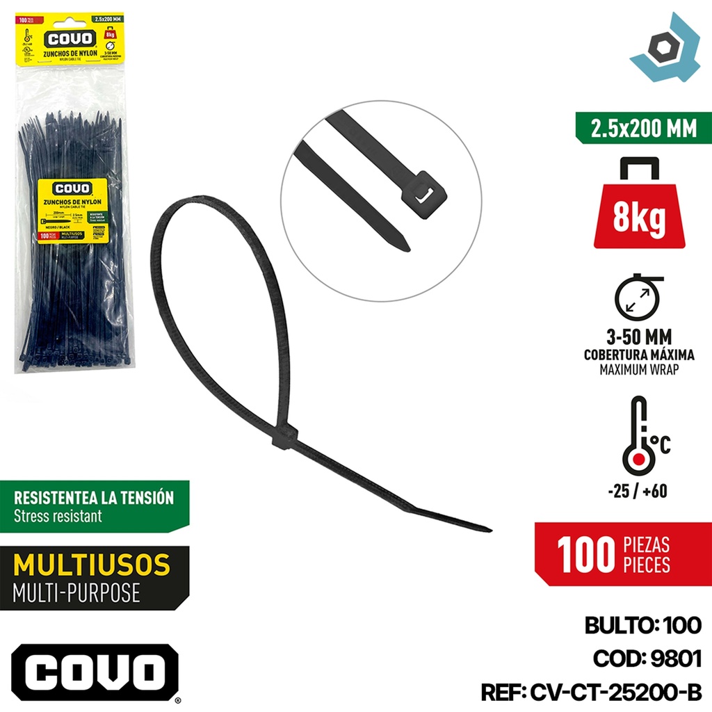 TIRRAJE NYLON NEGRO 2.5-200MM COVO