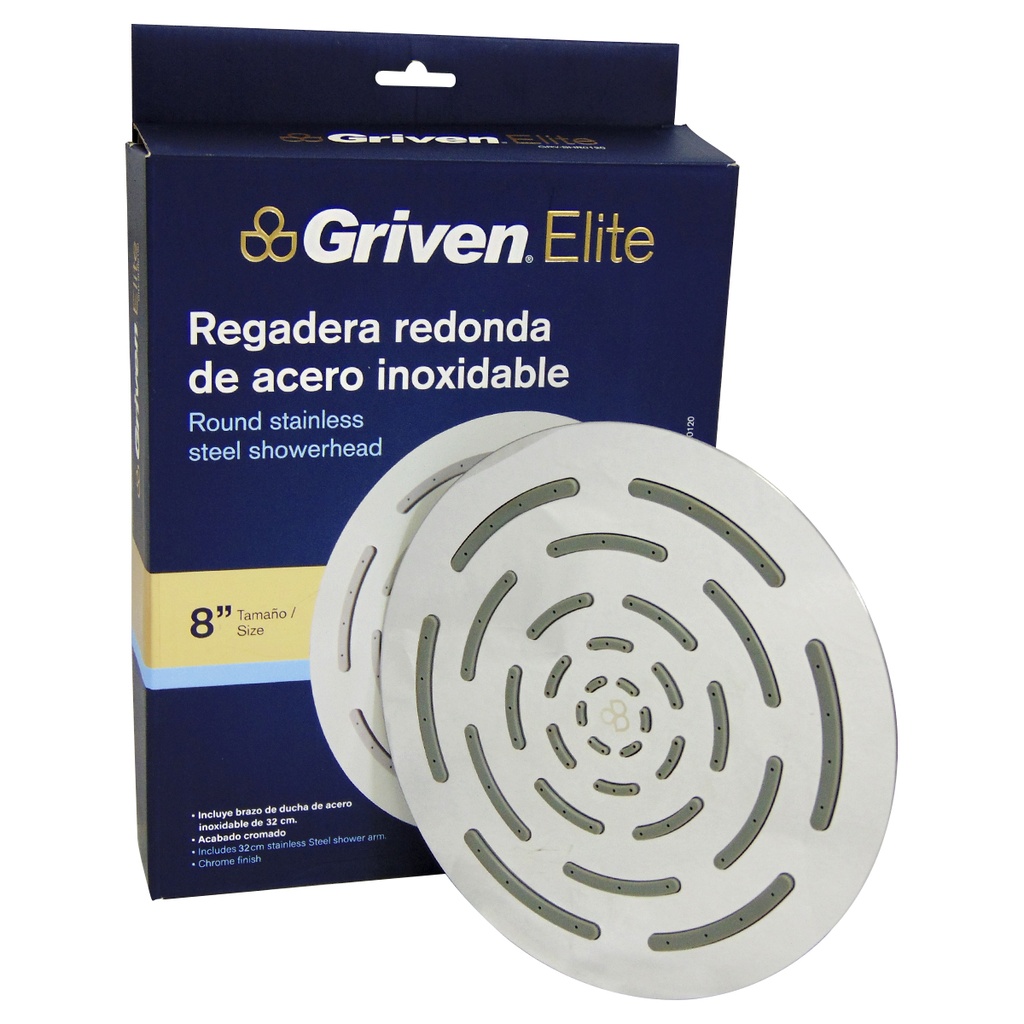 REGADERA PARA BANO REDONDA 8" GRIVEN ELITE