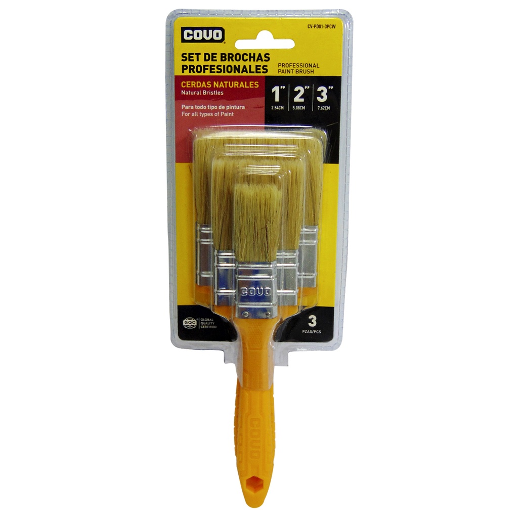 JUEGO DE BROCHAS PARA PINTAR 3 PIEZAS BLANCO COVO