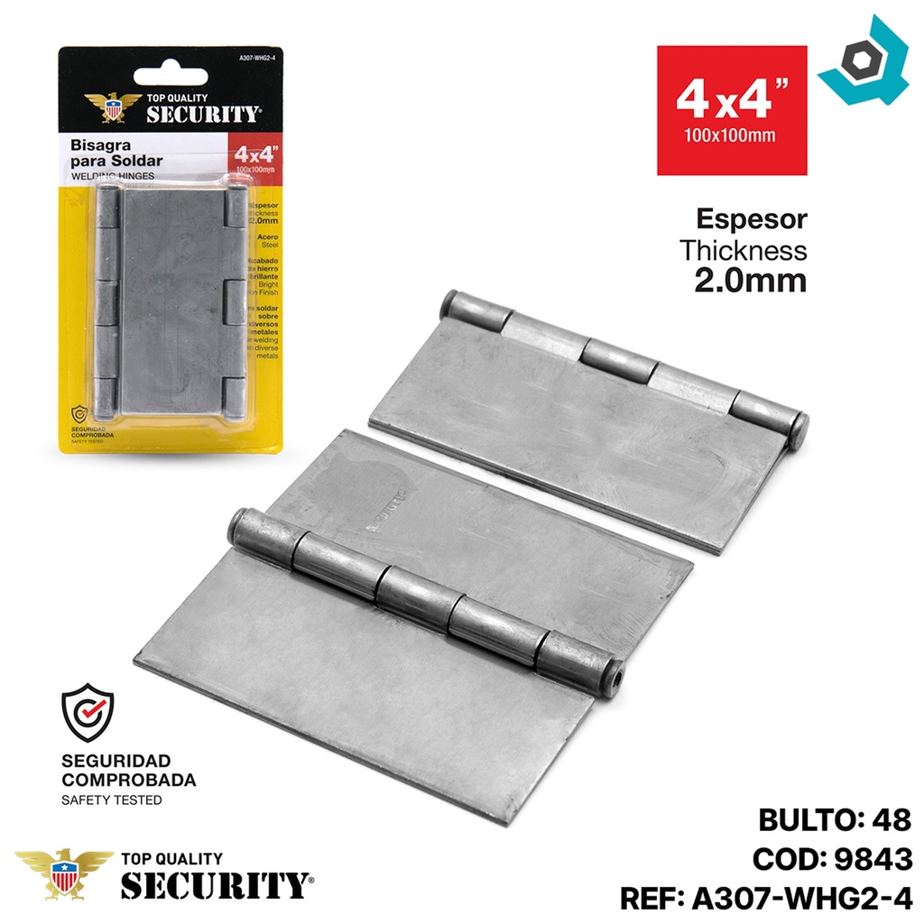 BISAGRA PARA SOLDAR 4" X 4" SECURITY