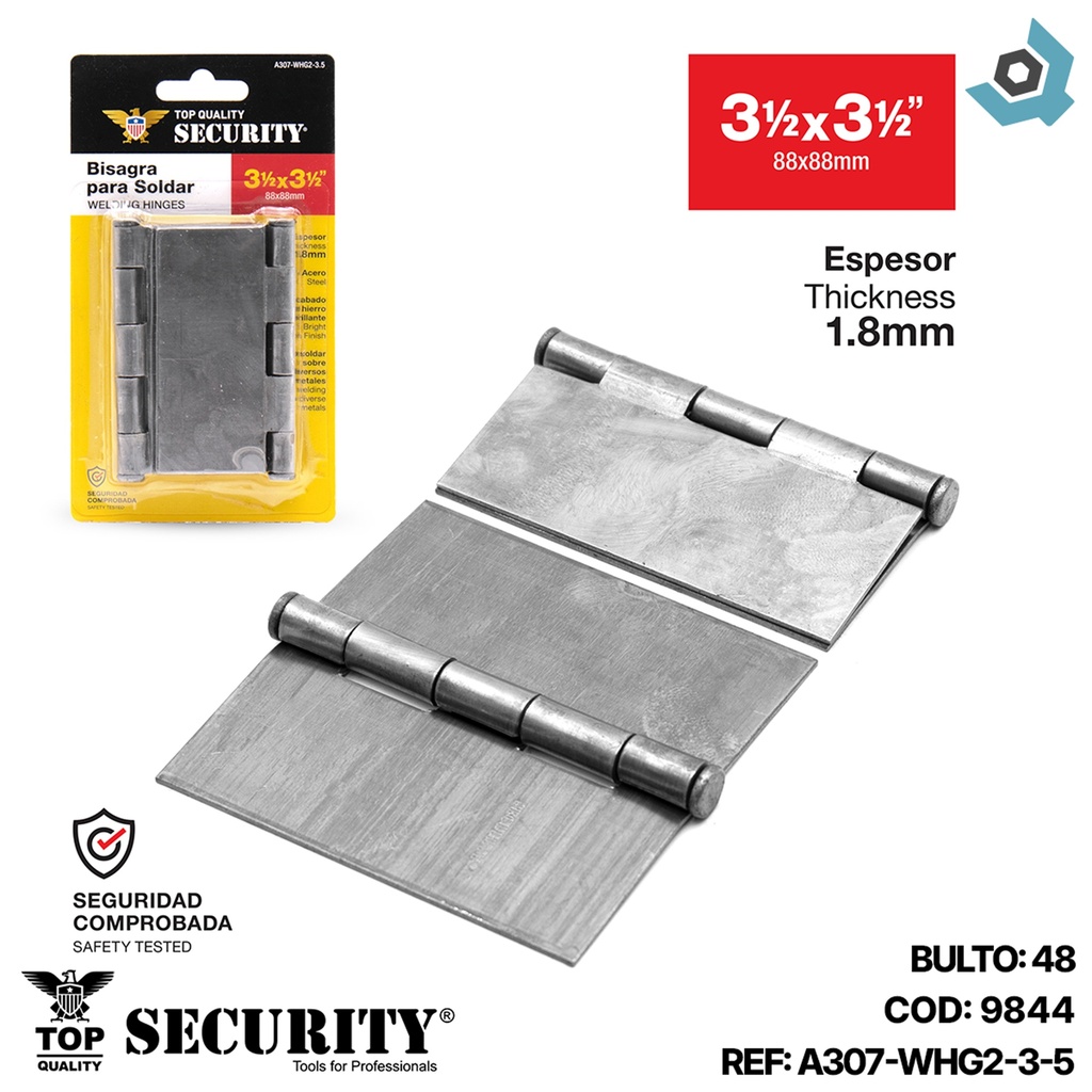 BISAGRA PARA SOLDAR 3.5" X 3.5" SECURITY