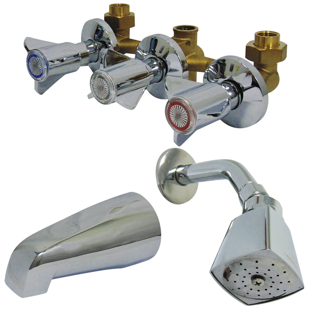 SET DE LLAVES CON REGADERAS Y SALIDA DE TINA GRIVEN