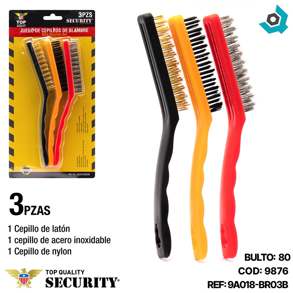 JUEGO DE CEPILLOS DE ALAMBRE 3 PIEZAS SECURITY