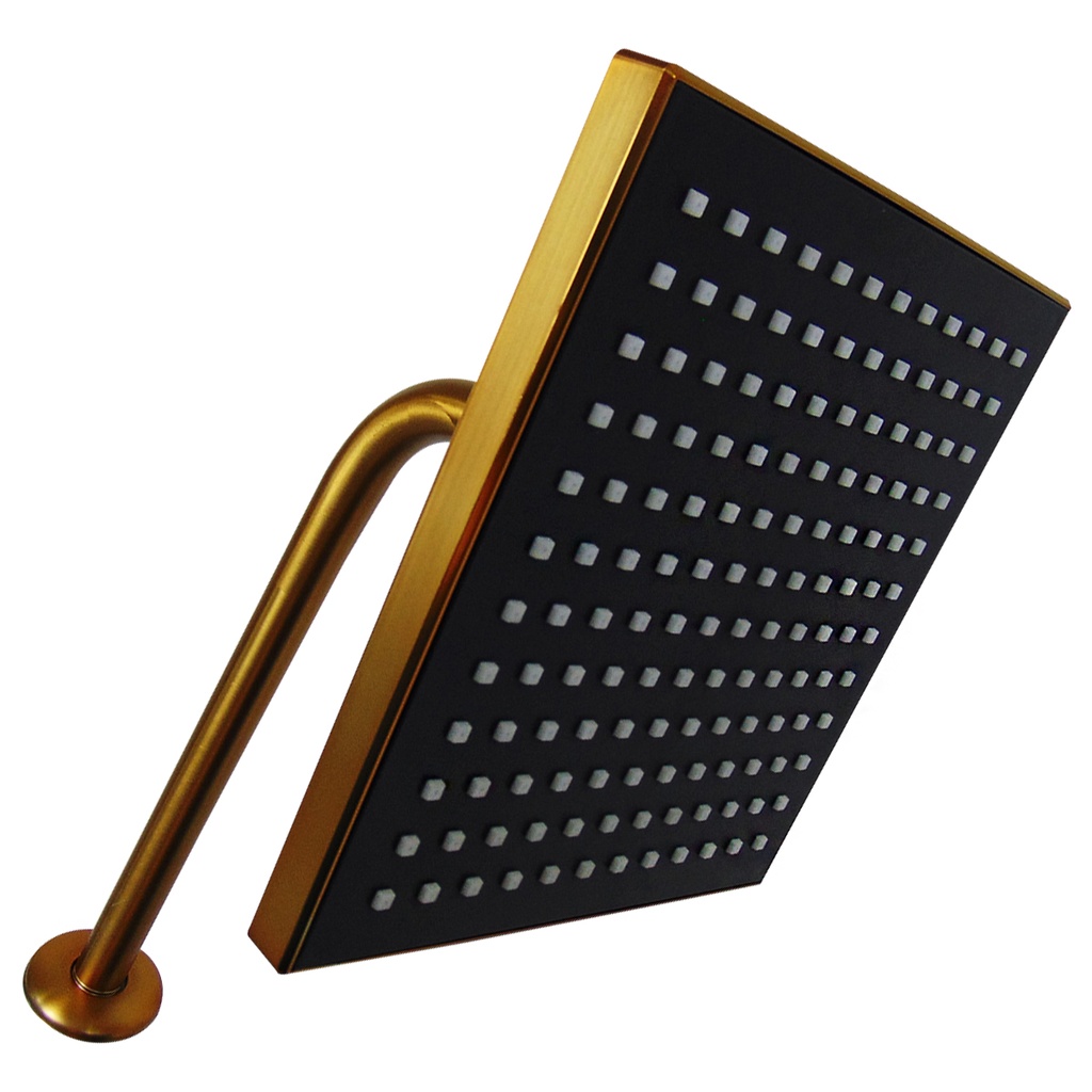 REGADERA PARA BANO 8" CUADRADA DORADA GRIVEN GOLDEN