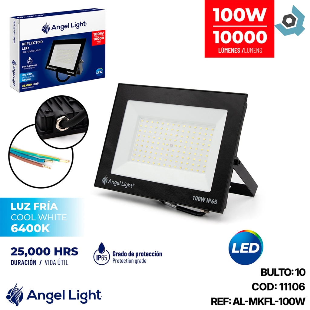 REFLECTOR LED 100W LUZ FRIA 6400K ANGEL LIGHT
