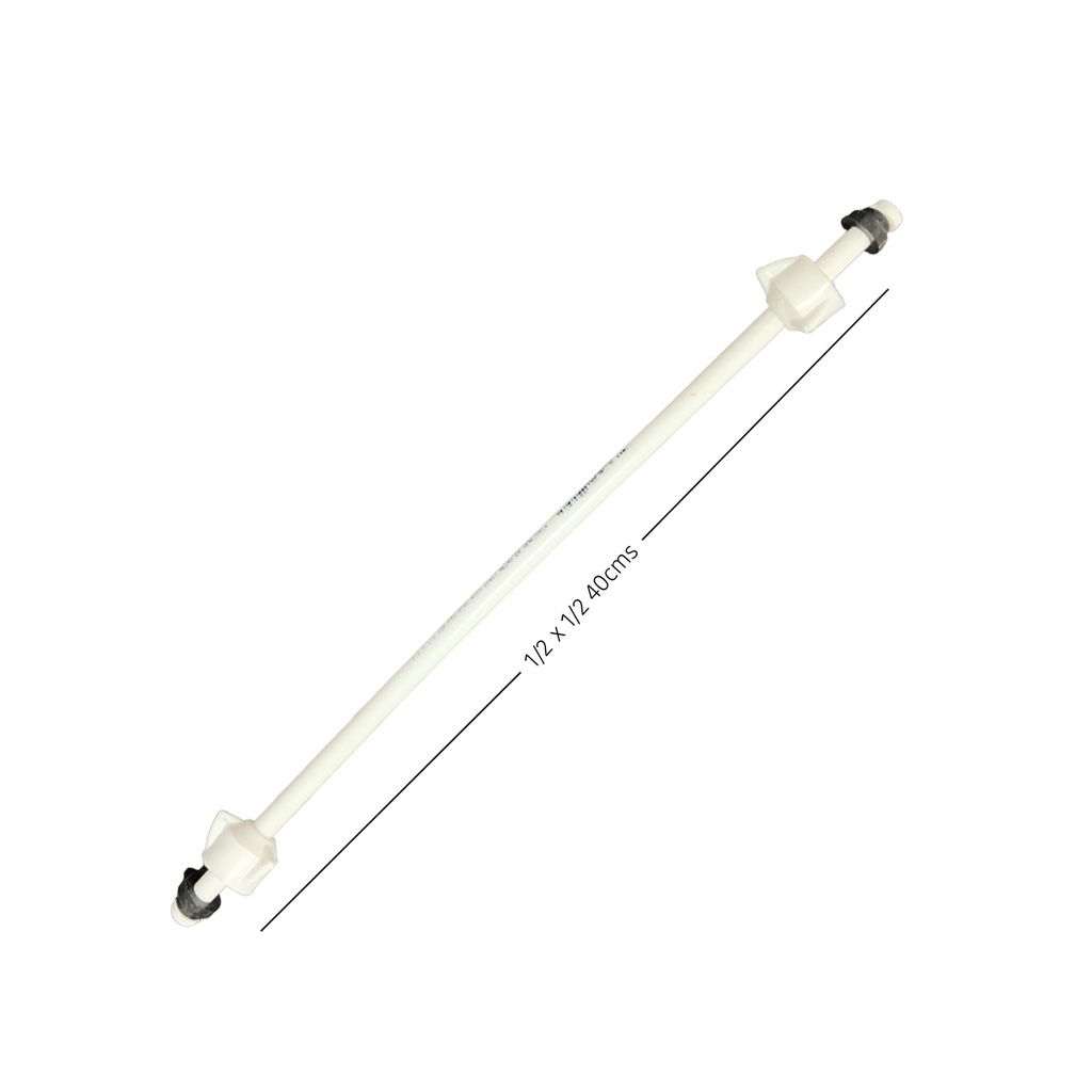 MANGUERA PLASTICA FLEXIBLE 1/2" X 1/2" 40CMS PARA LAVAMANOS METALES ALEADOS