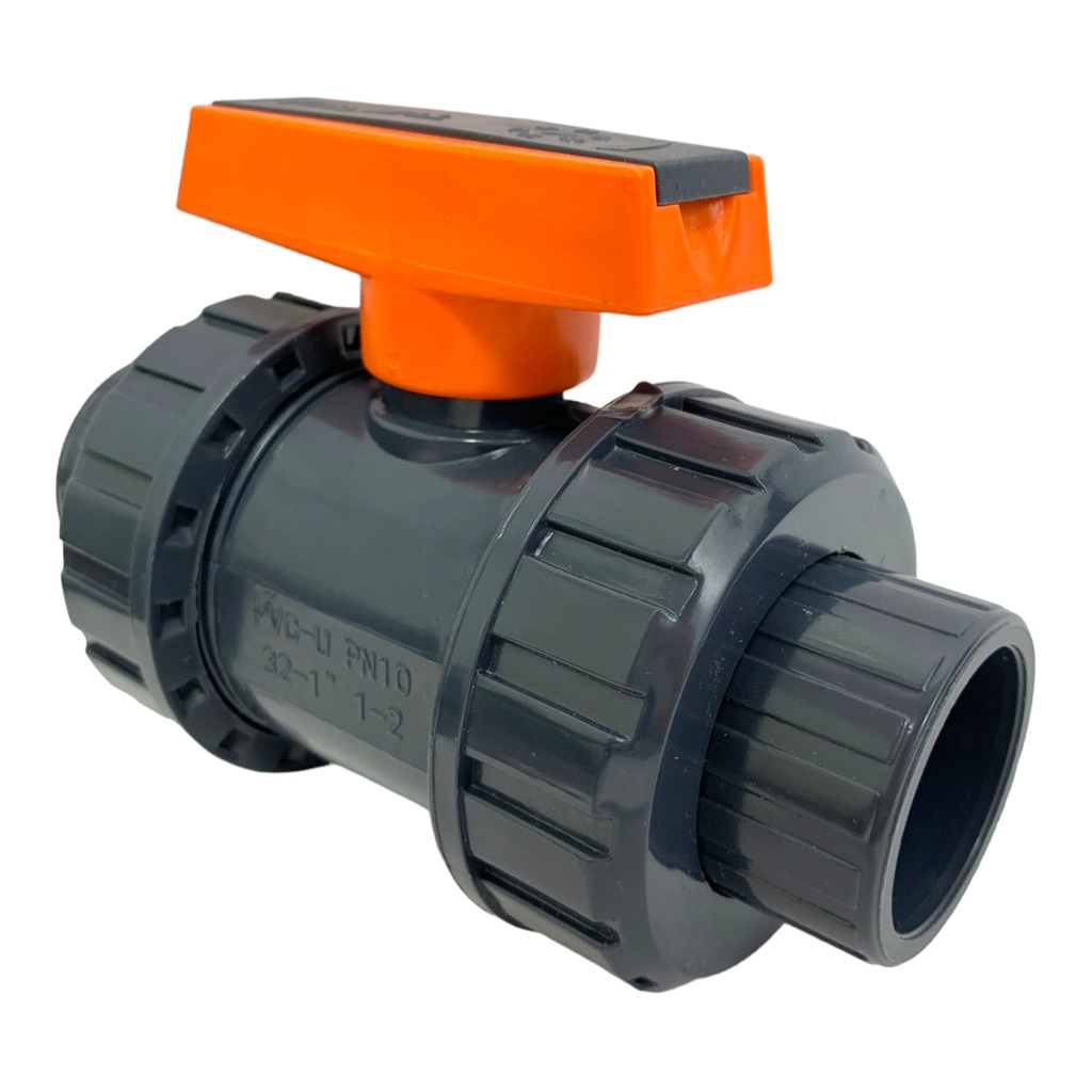 VALVULA BOLA DOBLE UNION UNIVERSAL PVC PRES 1" C SIN ROSCA TUBRICA