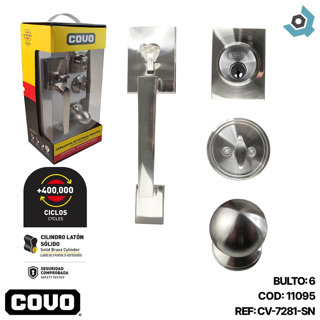 MANILLON DE ENTRADA PRINCIPAL NIQUEL SATINADO COVO