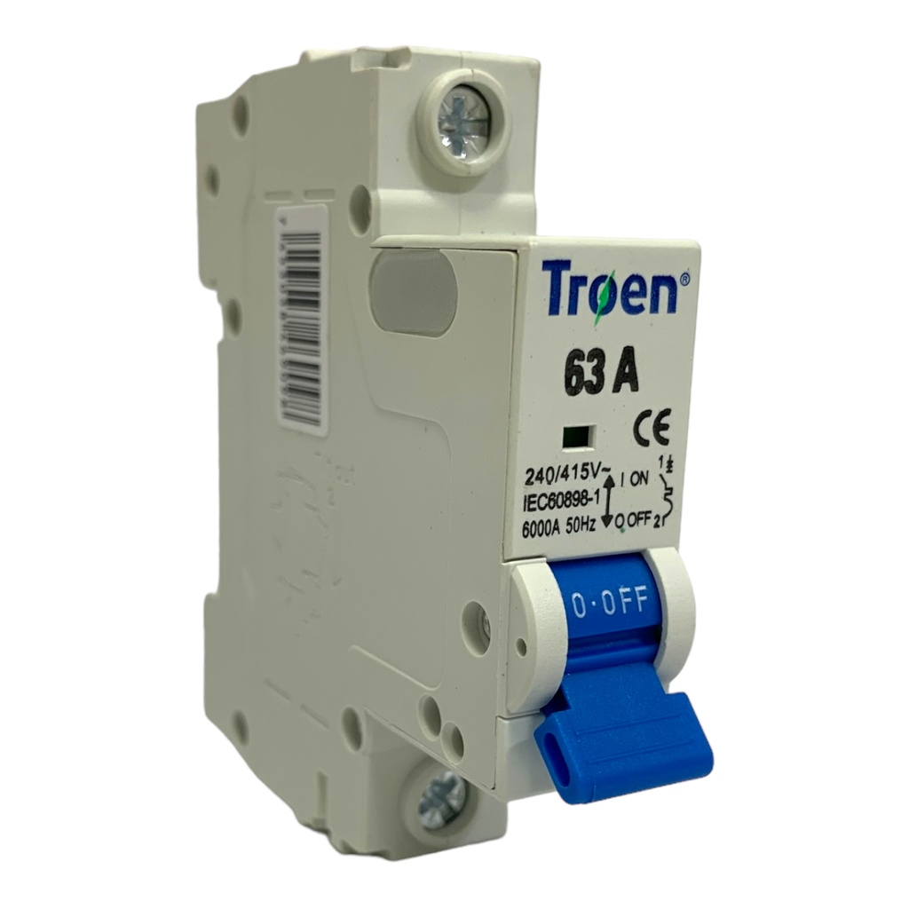 BREAKER TERMOMAGNETICO 63A 1P TIPO EUROPEO TROEN