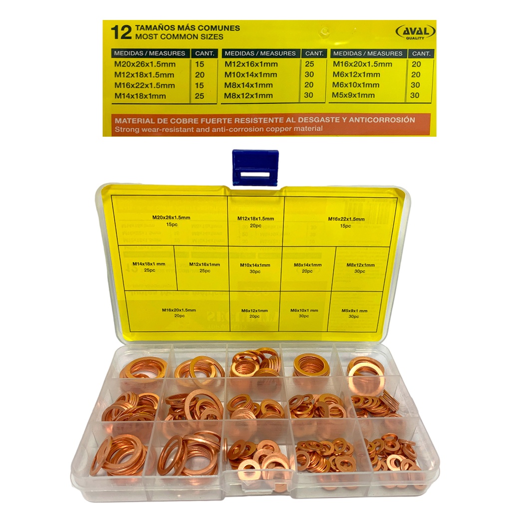 JUNTAS TORICAS DE COBRE 280 PZAS SECURITY