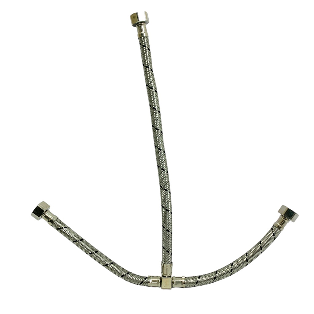 MANGUERA FLEXIBLE TRENZADA TIPO T 1/2" X 1/2" X 1/2" GRIVEN