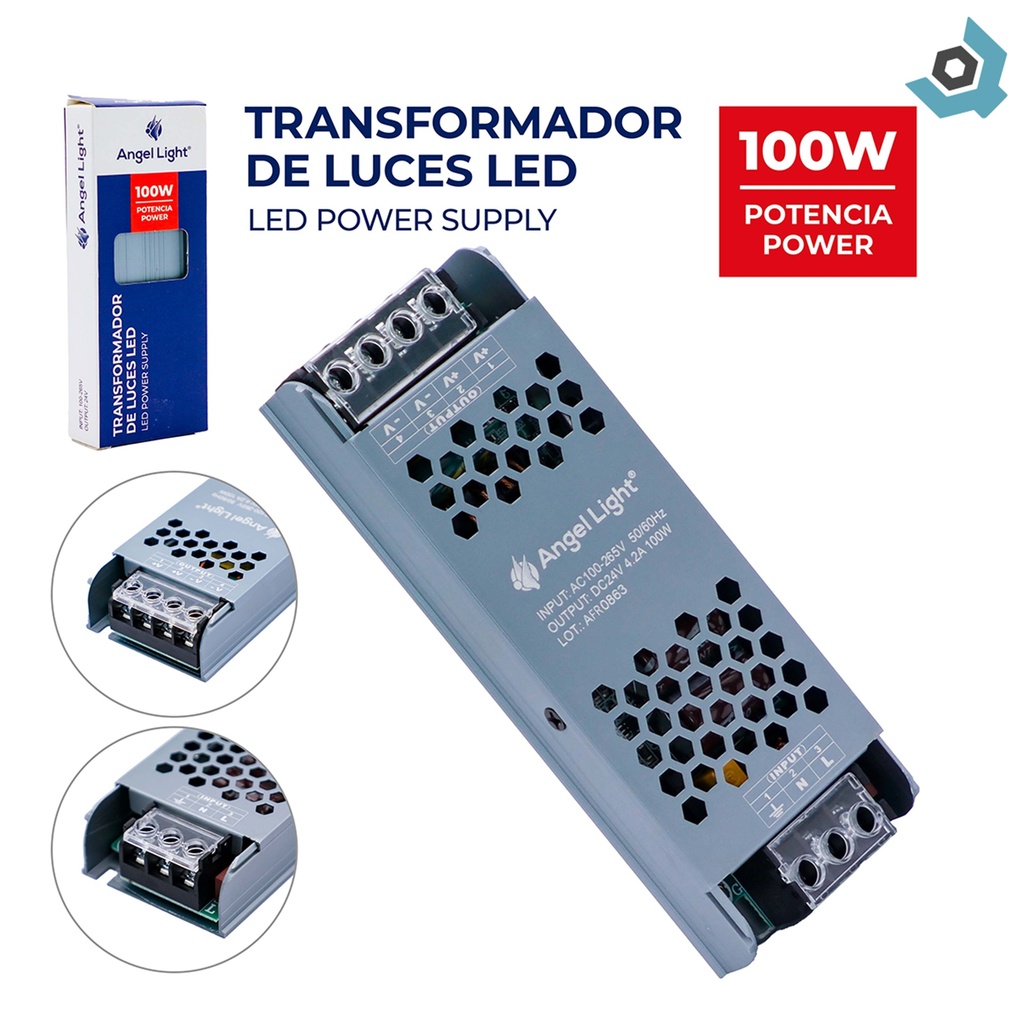 TRANSFORMADOR DE LUCES LED 100W PARA 24V ANGEL LIGHT