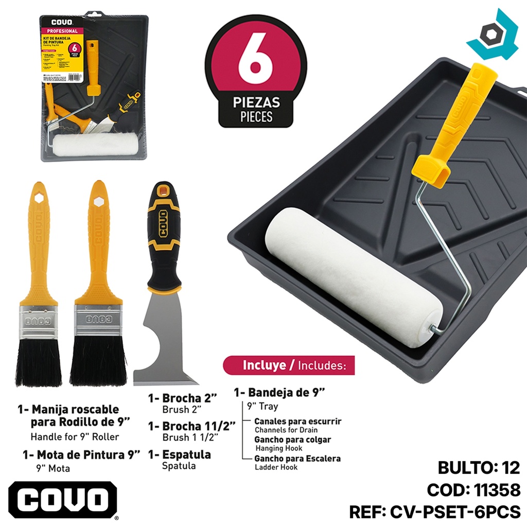 KIT DE BANDEJA PARA PINTAR PROFESIONAL 6 PZAS COVO