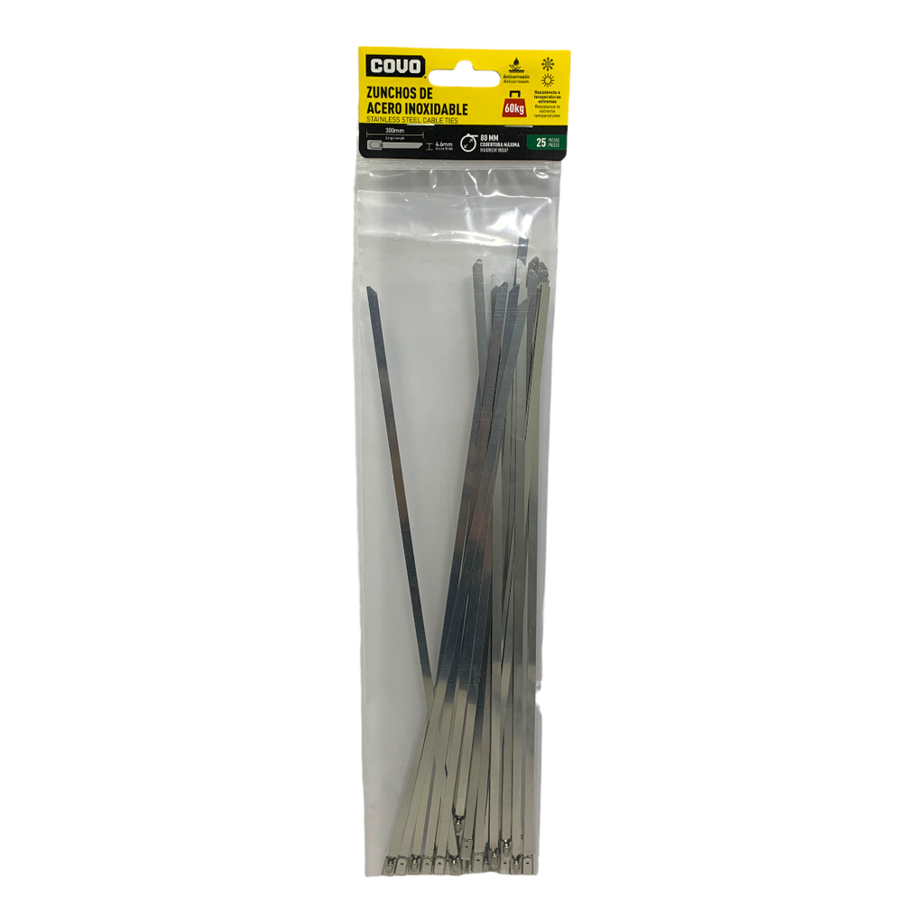 TIRRAJES DE ACERO INOXIDABLE 4.6 X 300MM 25 PIEZAS COVO