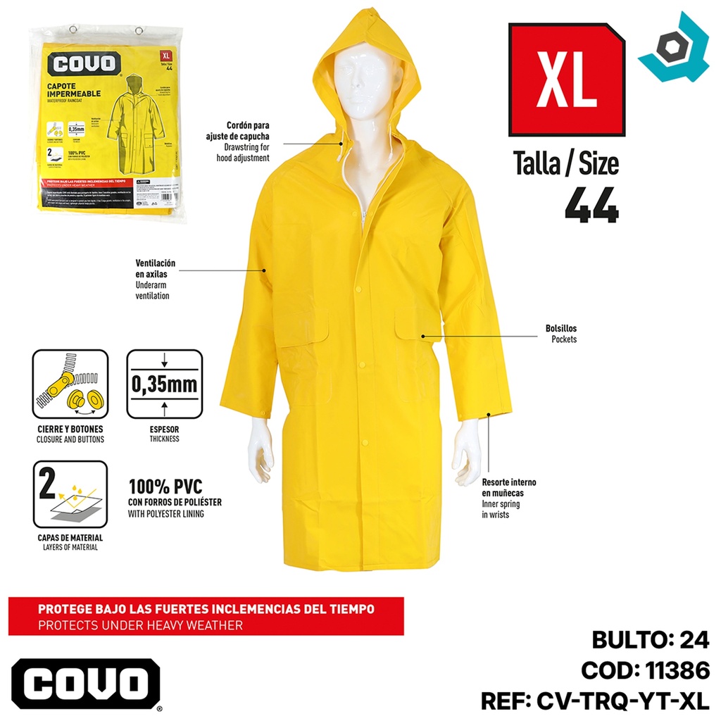 CAPOTE IMPERMEABLE TALLA XL COVO