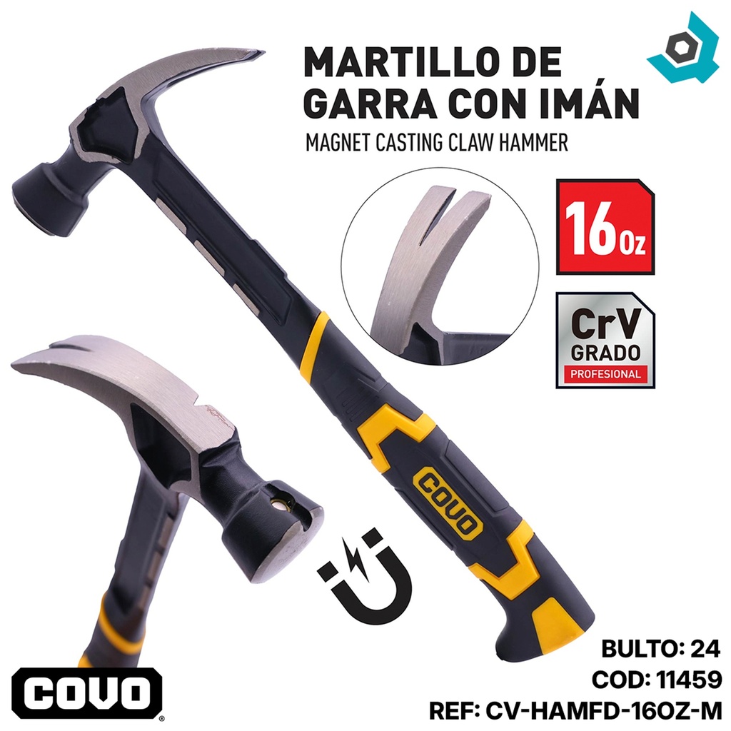 MARTILLO DE GARRA 16OZ CON IMAN COVO