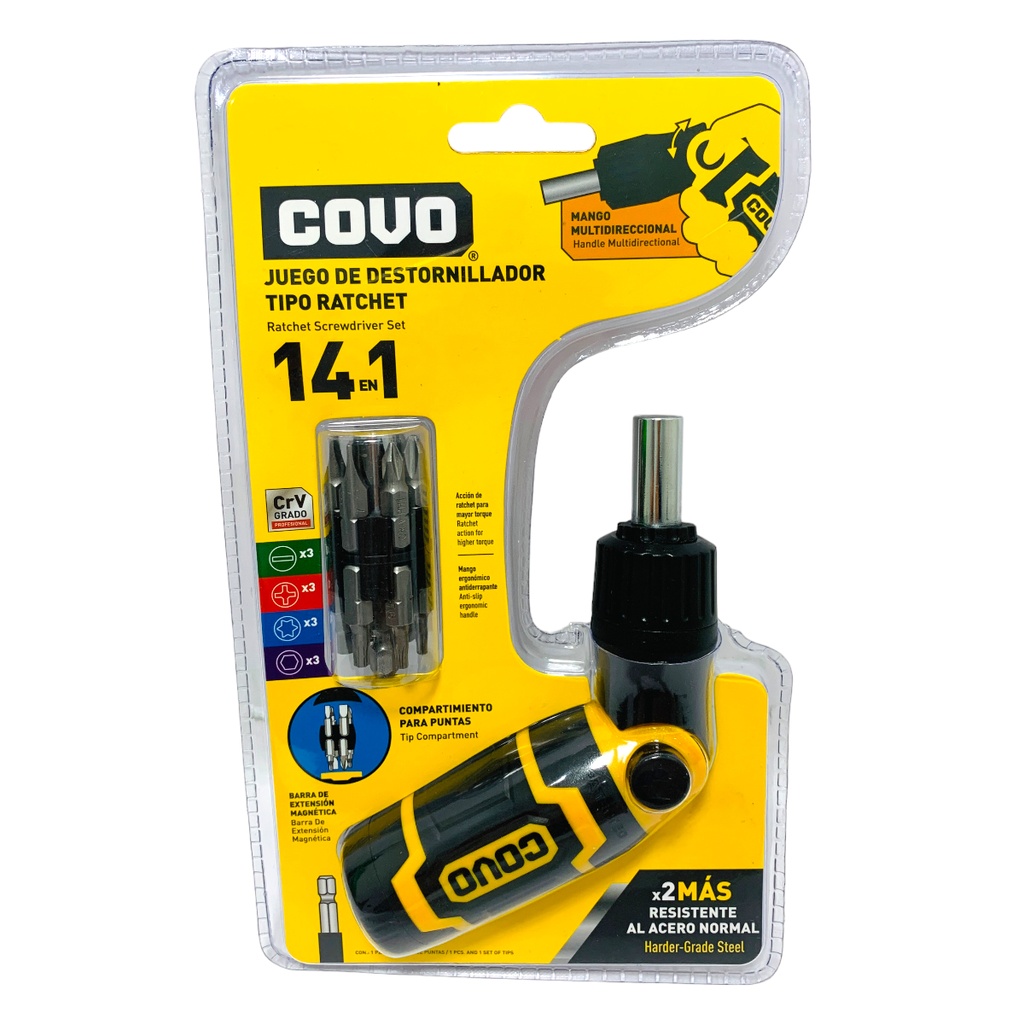 JUEGO DE DESTORNILLADORES 14 EN 1 COVO