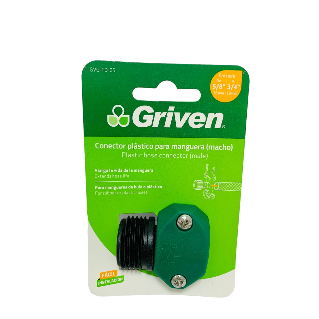 CONECTOR MACHO PARA MANGUERAS 5/8" A 3/4" GRIVEN
