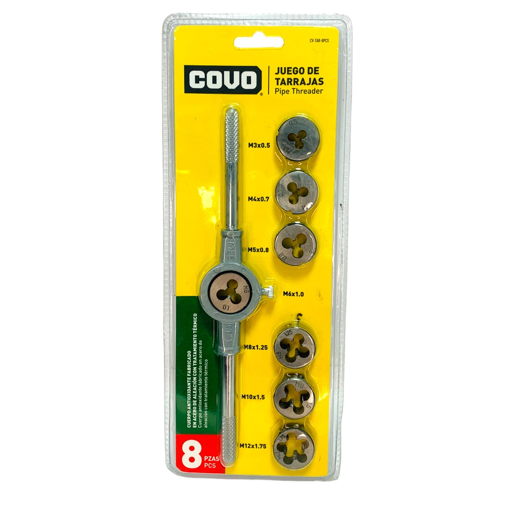 JUEGO DE TARRAJAS 8 PIEZAS COVO