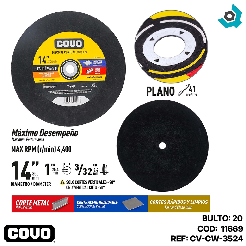 DISCO FINO 14" DE CORTE COVO