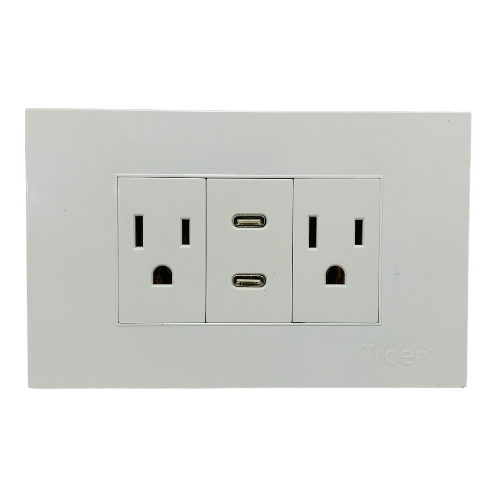 TOMACORRIENTE DOBLE CON 2 TIPO C BLANCO TROEN