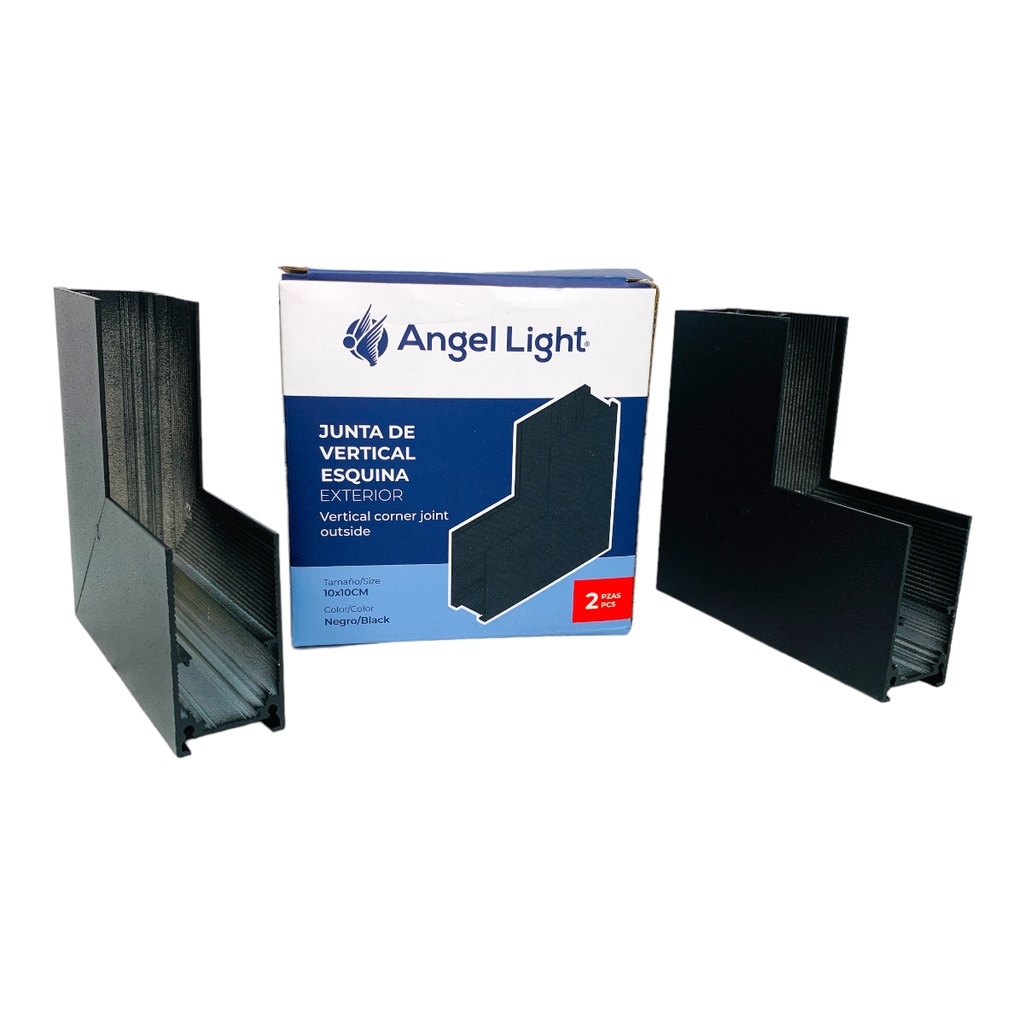 ESQUINERO VERTICAL EXTERIOR PARA RIEL MAGNETICO 2 PZAS NEGRO ANGEL LIGHT