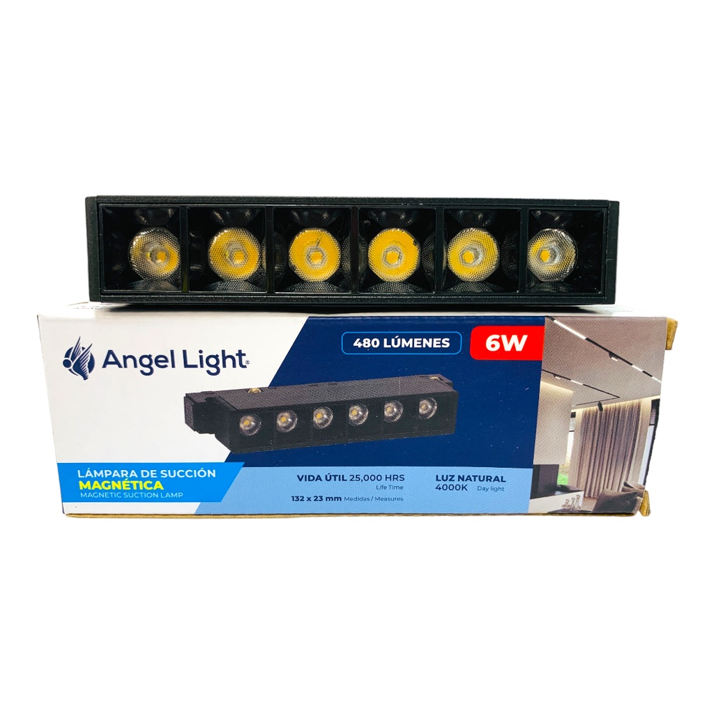 LAMPARA LED PARA RIEL MAGNETICO 132 X 23MM 6W 4000K  ANGEL LIGHT