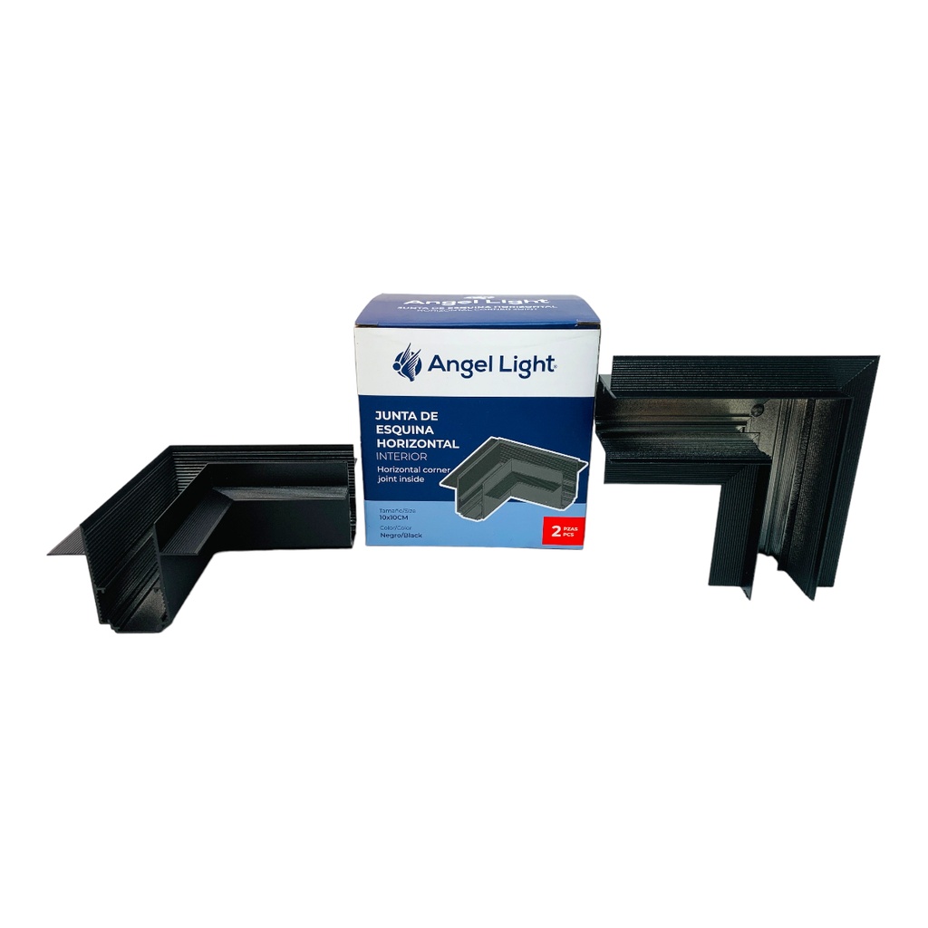 ESQUINERO HORIZONTAL INTERIOR PARA RIEL MAGNETICO 2 PZAS NEGRO  ANGEL LIGHT