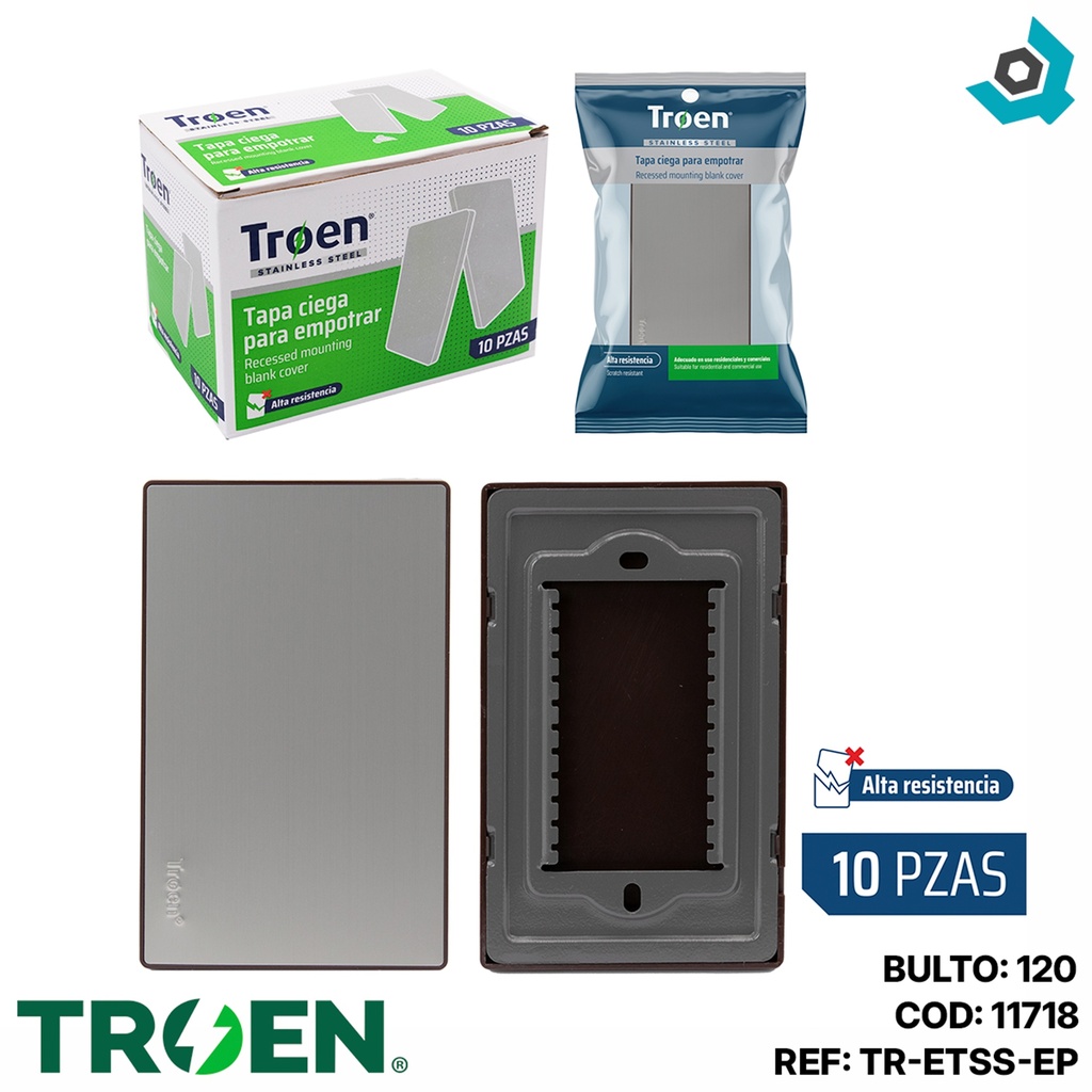 TAPA CIEGA PARA EMPOTRAR ACERO INOXIDABLE TROEN