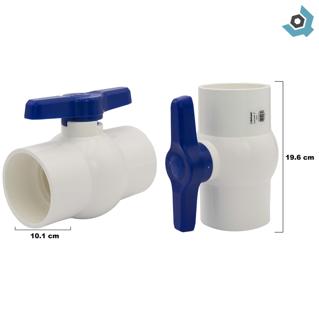 VALVULA 3" DE PVC SIN ROSCA GRIVEN