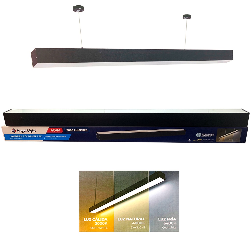LAMPARA COLGANTE LED 40W 3 TONOS NEGRO ANGEL LIGHT