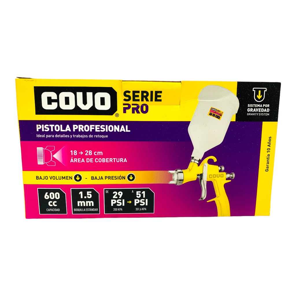 PISTOLA DE SPRAY PROFESIONAL PARA PINTAR 600CC COVO PRO