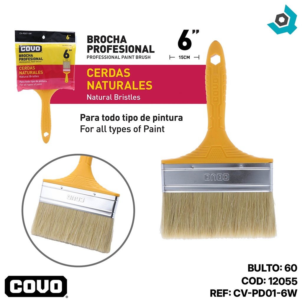BROCHA 6" CERDAS BLANCAS COVO
