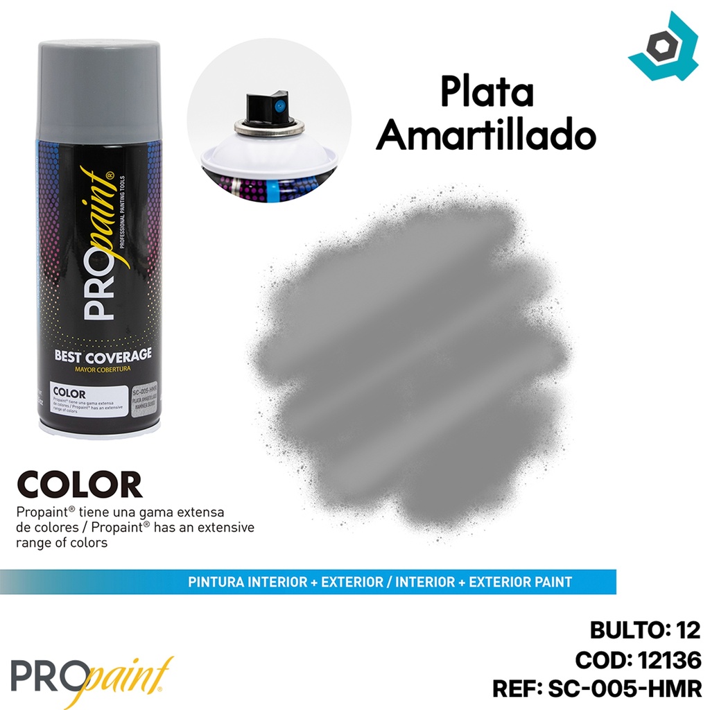 PINTURA EN SPRAY PLATA MARTILLADO PRO PAINT