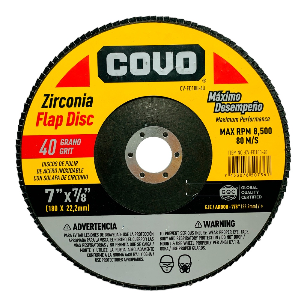 DISCO ABRASIVO 7" GRANO 40 PARA PULIR COVO