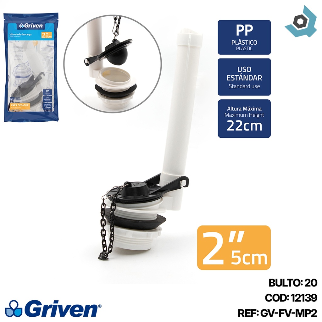 VALVULA DE DESCARGA 2" PARA DESAGUE GRIVEN