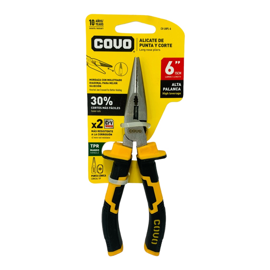ALICATE DE CORTE Y PUNTA LARGA 6" COVO