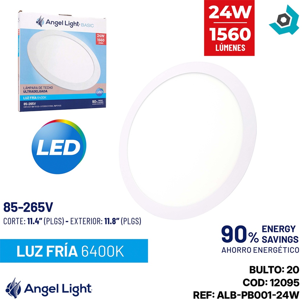LAMPARA LED PARA EMPOTRAR REDONDA 24W 6400K ANGEL LIGHT BASIC
