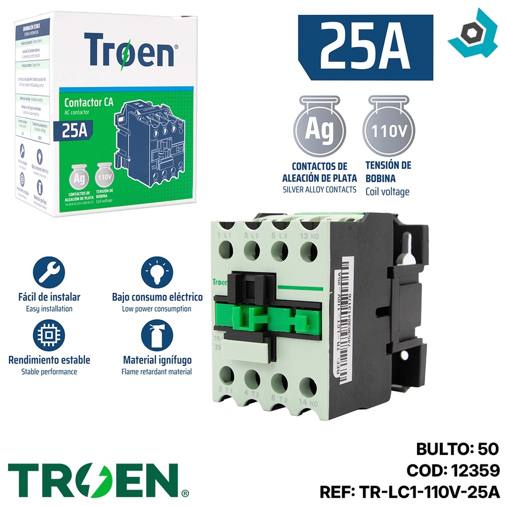 CONTACTOR CA 25A 110V TROEN