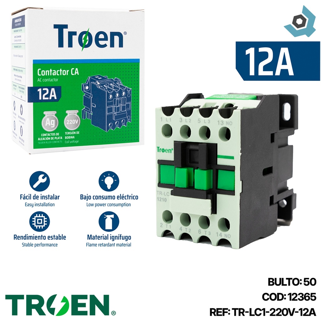 CONTACTOR CA 12A 220V TROEN