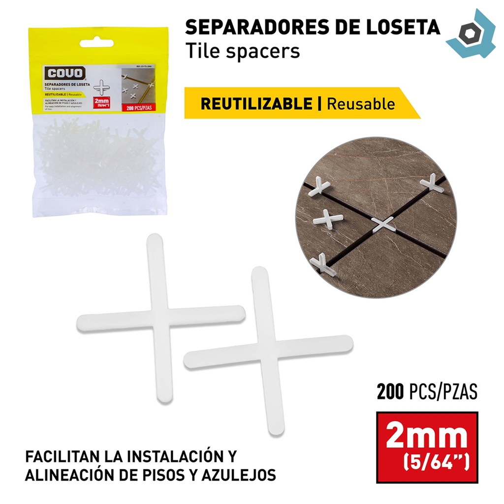 SEPARADORES DE CERAMICAS 2MM 200 PZAS COVO