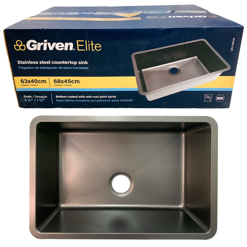 FREGADERO SOBREPONER ACERO INOXIDABLE NEGRO MATE GRIVEN ELITE