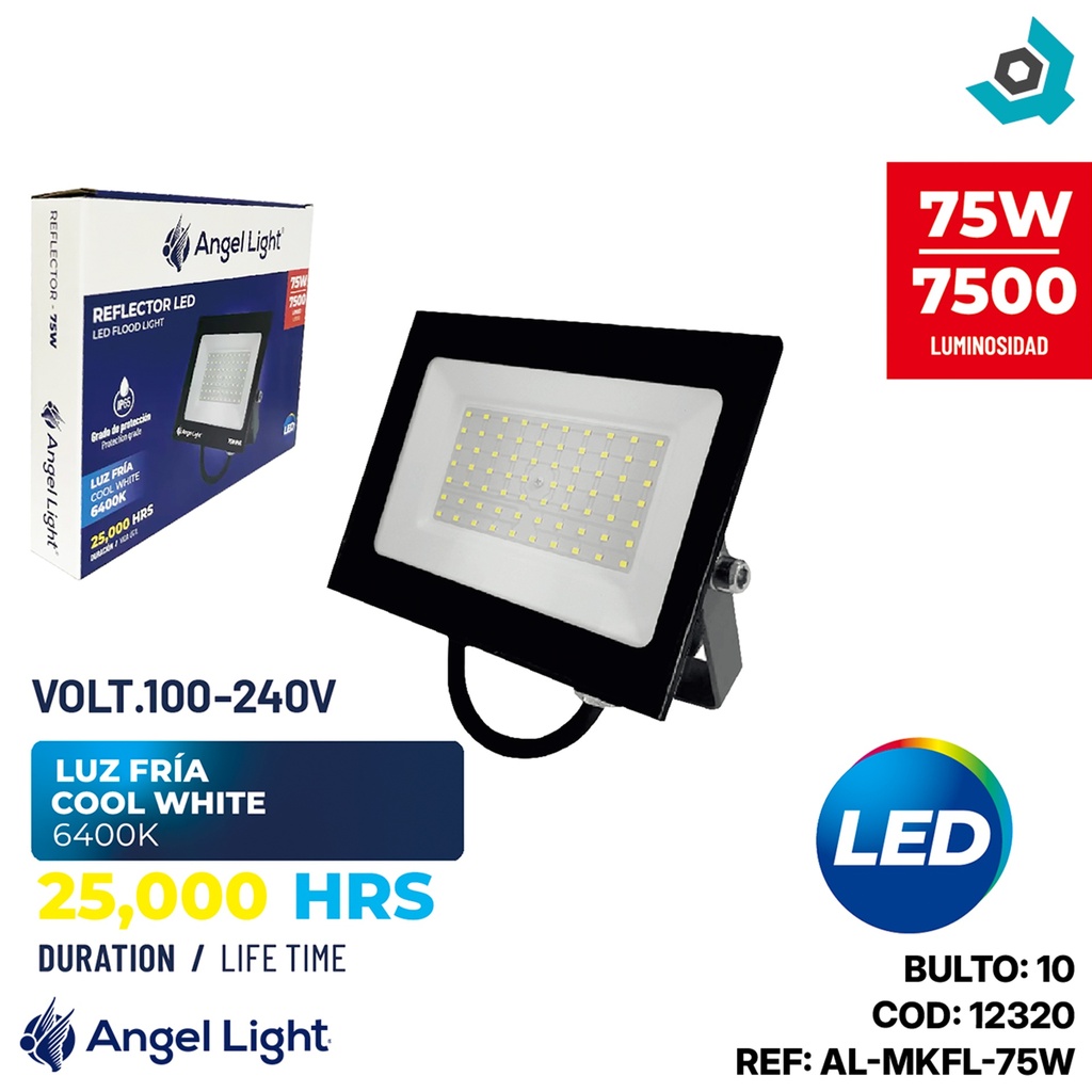 REFLECTOR LED 75W LUZ FRIA 6400K ANGEL LIGHT