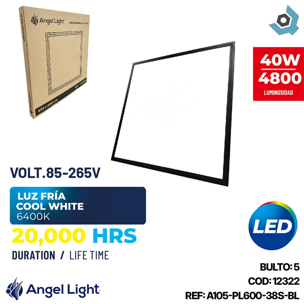 LAMPARA LED PARA EMPOTRAR 40W CUADRADA 38" 6400K ANGEL LIGHT