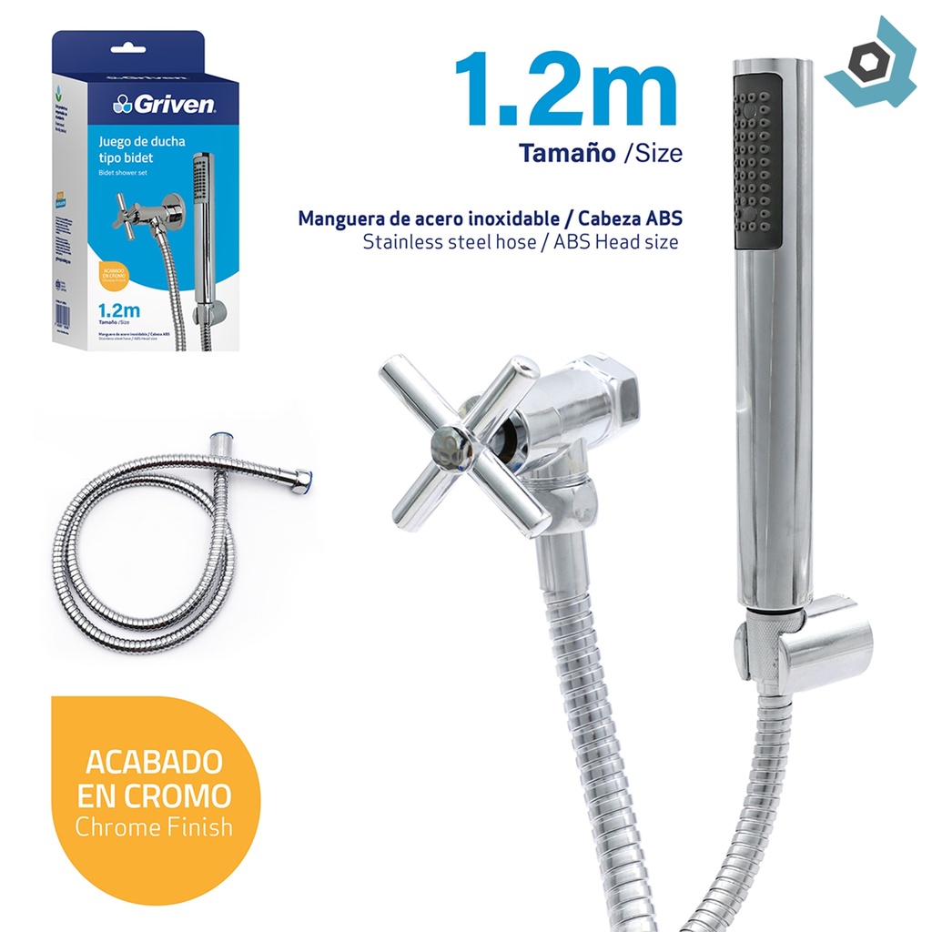 REGADERA PARA DUCHA TIPO BIDET CROMADO GRIVEN