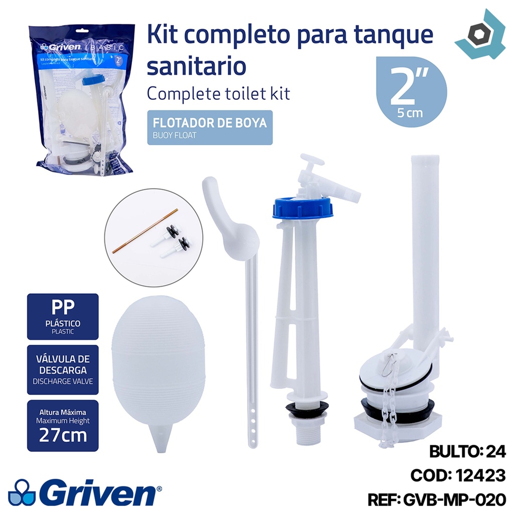 HERRAJE PARA W.C 2" GRIVEN BASIC