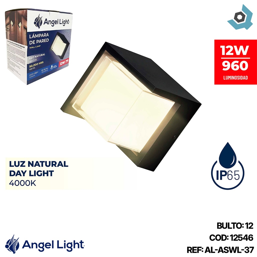 LAMPARA DE PARED CUADRADA 12W 4000K ANGEL LIGHT