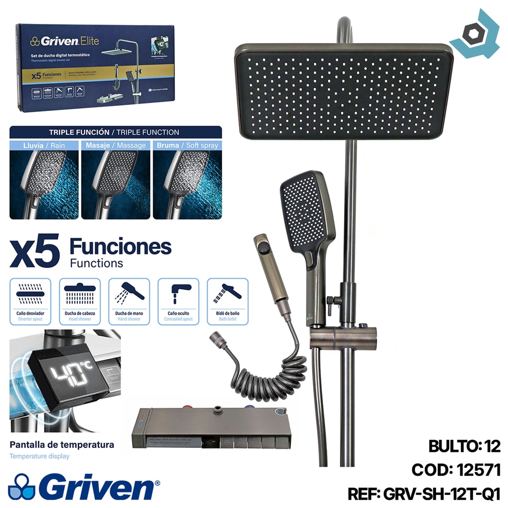 SET DE DUCHA DIGITAL TERMOSTATICO GRIVEN ELITE